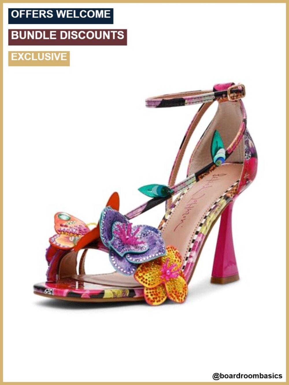Camile Floral Stiletto Heeled Sandals Ankle Strap Party